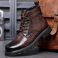 Men's Vintage Fleece-lined Leather Boots Outdoor Keep Warm