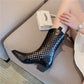 Women's Pointed Toe Western Toe Thick Heel Net Cowboy Boots