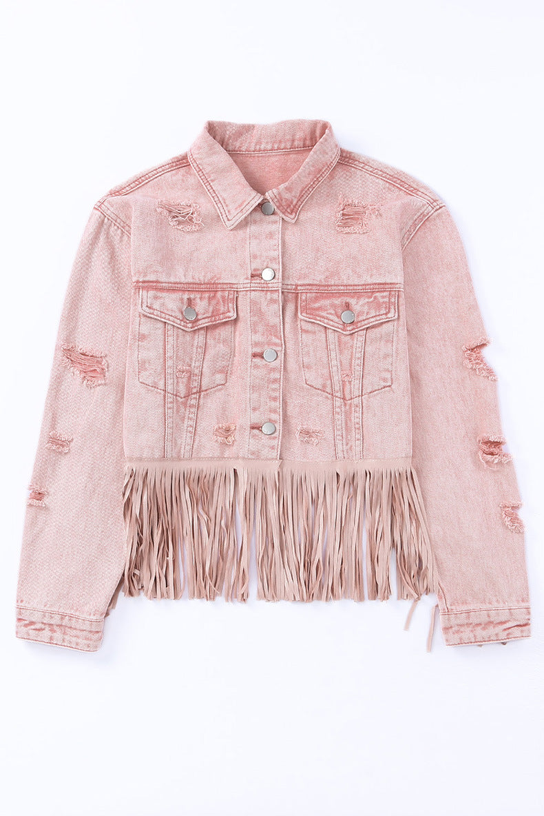Women's Retro Cowboy Denim Tassel Jacket