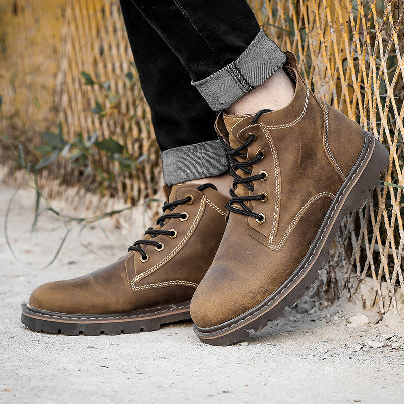 Men's Leather Boots Work High-top Boots