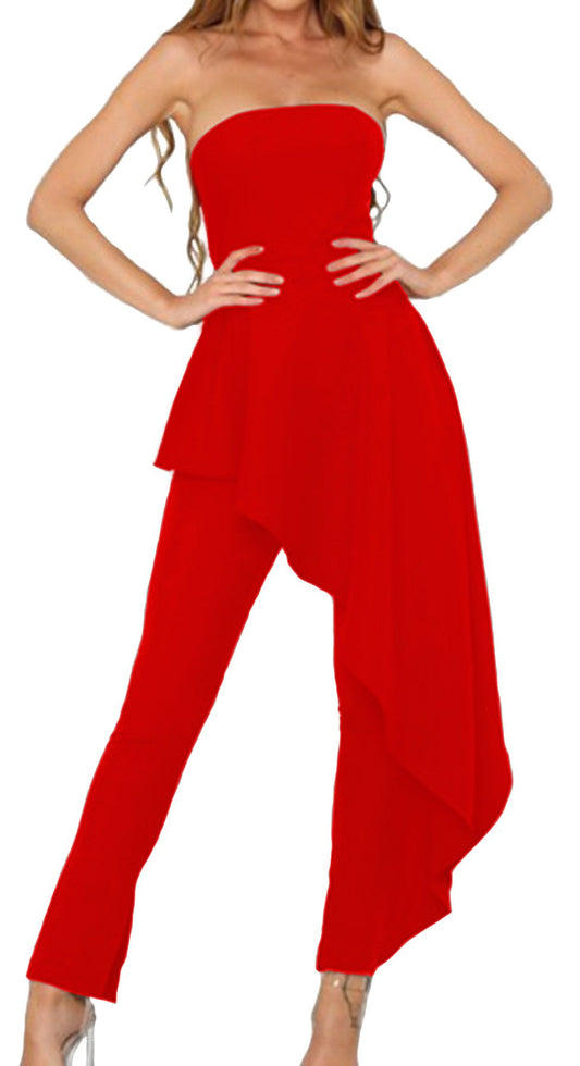 Women's Italian Emma Red Jumpsuit