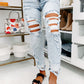 Sky Blue Vintage Washed Heavy Destroyed Skinny Jeans