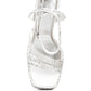 Lustrous Mirror Embellished Flare Heel Sandals