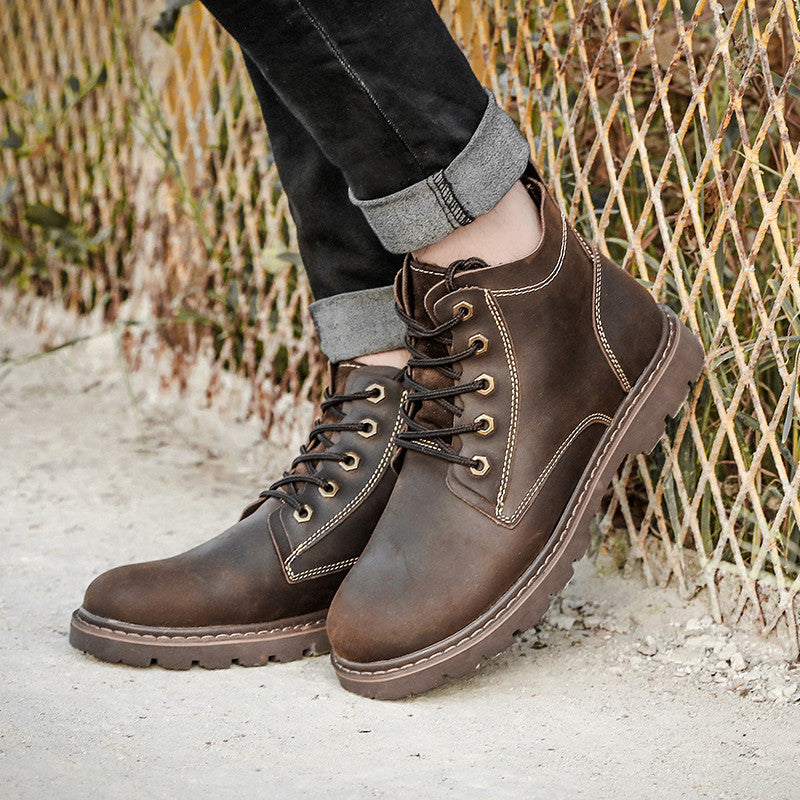 Men's Leather Boots Work High-top Boots