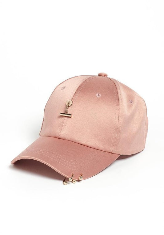 Women's Pink White Black Satin Baseball Cap