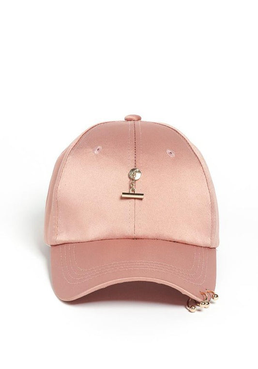Women's Pink White Black Satin Baseball Cap