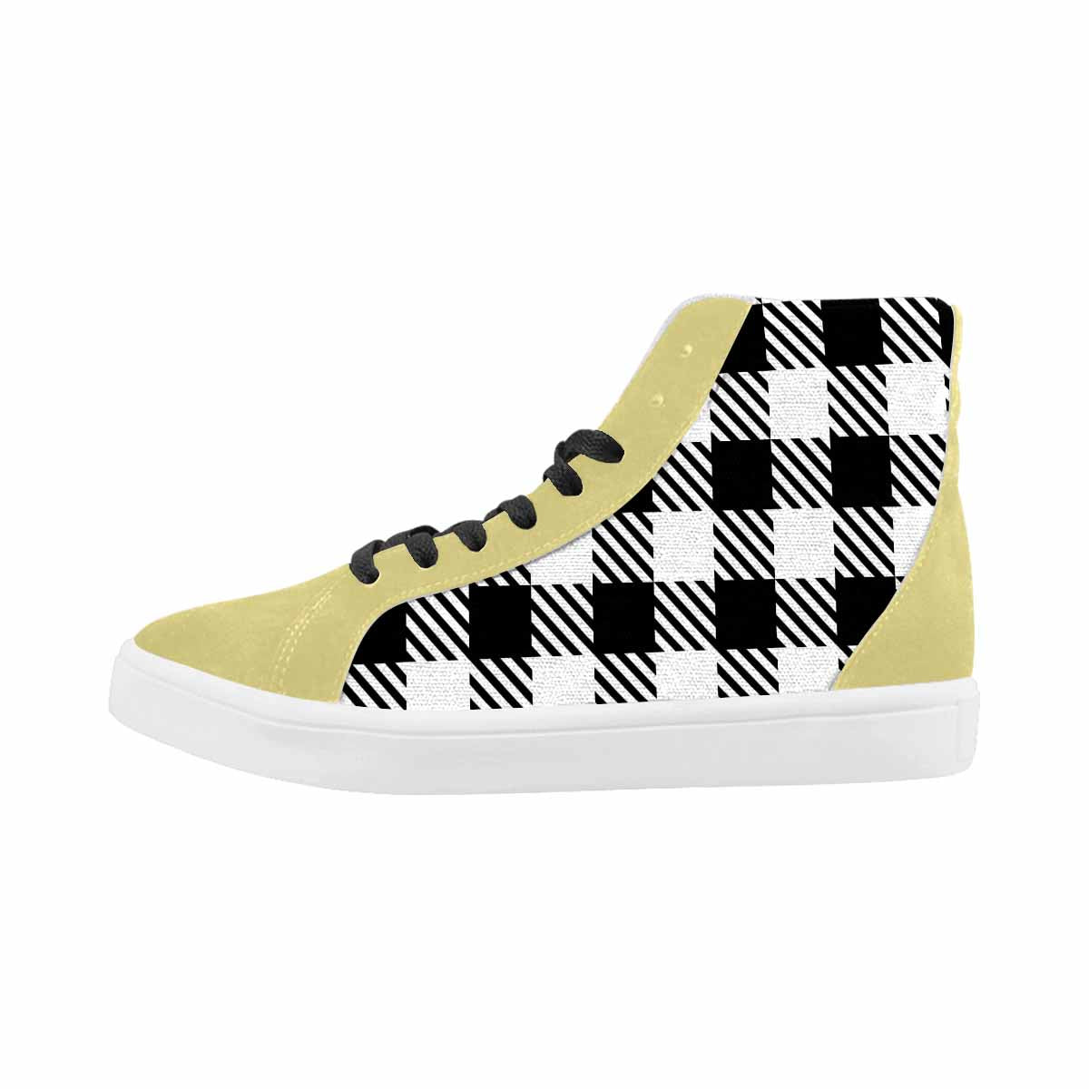 Men's Black And White Buffalo Plaid - High Top Sneakers