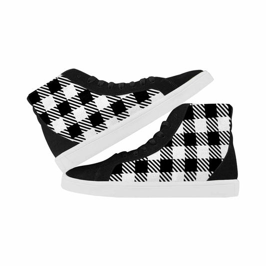 Men's Black And White Buffalo Plaid - High Top Sneakers