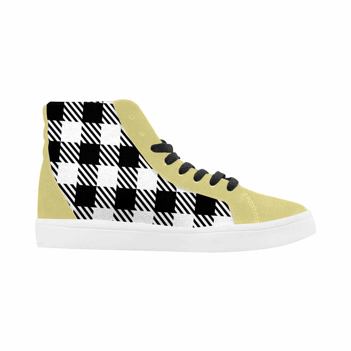 Men's Black And White Buffalo Plaid - High Top Sneakers