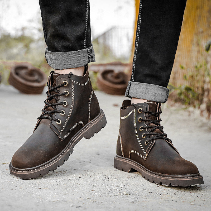 Men's Leather Boots Work High-top Boots