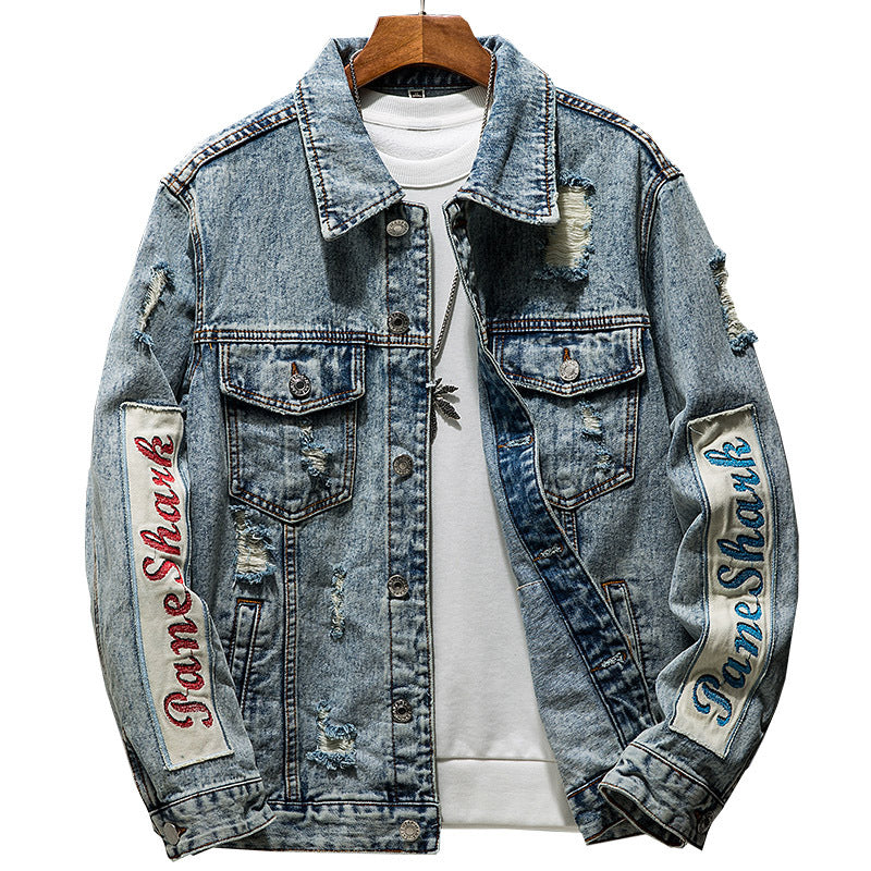 Men's Retro Denim Print Tide Brand Nostalgic Jacket