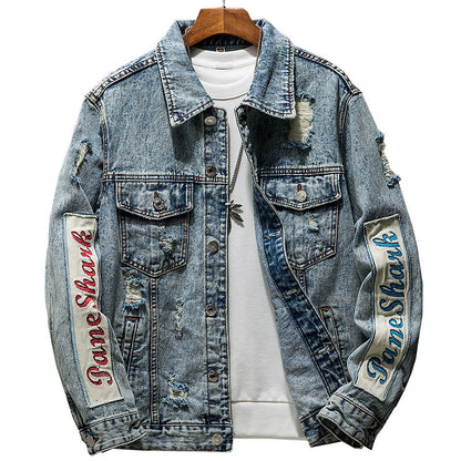 Men's Retro Denim Print Tide Brand Nostalgic Jacket