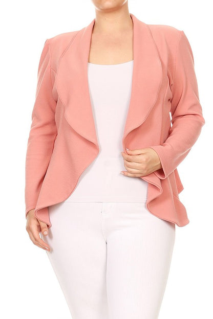 Women's Plus Casual Solid Open Front jacket blazer