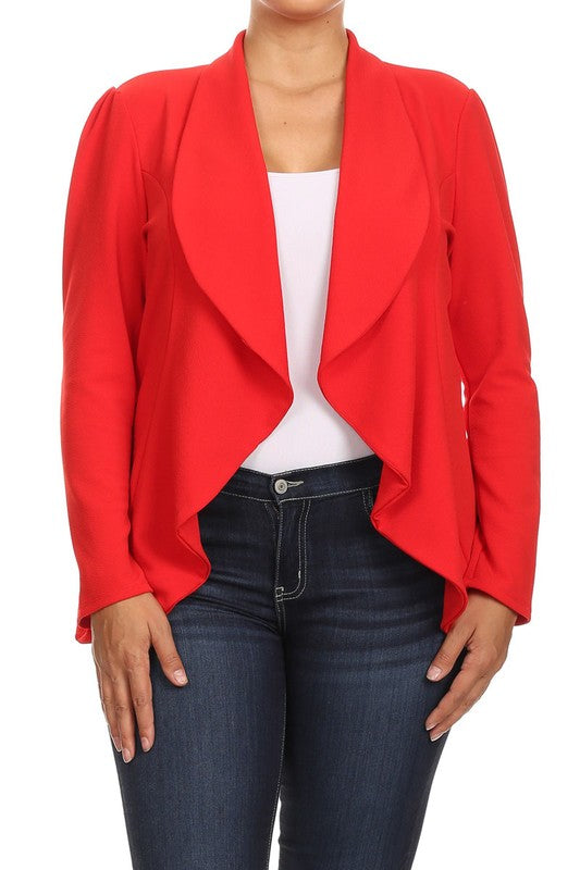 Women's Plus Casual Solid Open Front jacket blazer