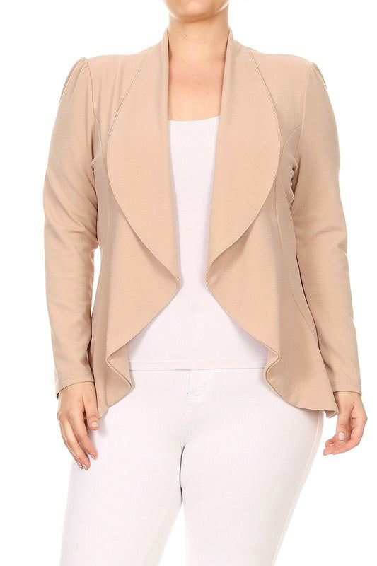 Women's Plus Casual Solid Open Front jacket blazer
