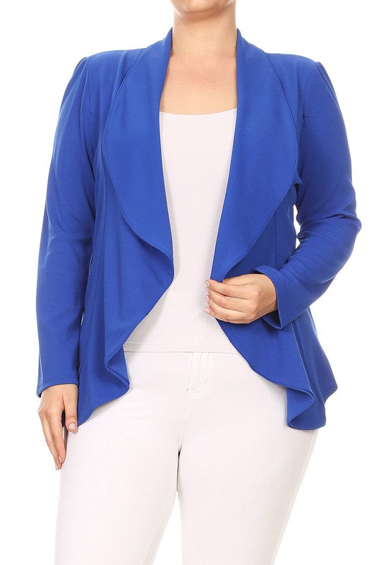 Women's Plus Casual Solid Open Front jacket blazer