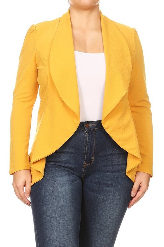 Women's Plus Casual Solid Open Front jacket blazer