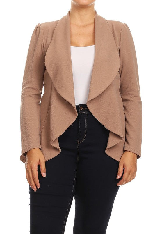 Women's Plus Casual Solid Open Front jacket blazer