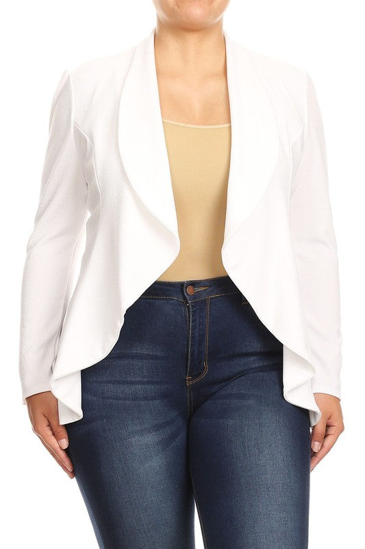 Women's Plus Casual Solid Open Front jacket blazer