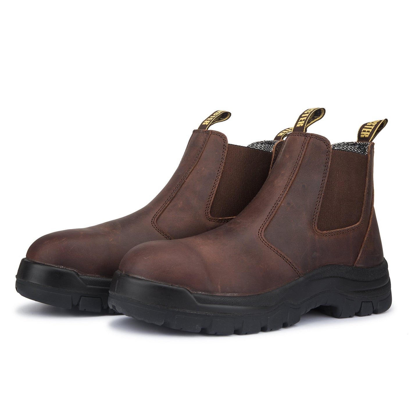 Men's Rockrooster Lumen Brown 6 inch Pull-on Leather Work Boots AK224