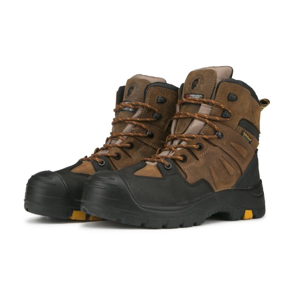 Men's Rockrooster Woodland Brown 6 inch Waterproof Safety Toe Leather Work