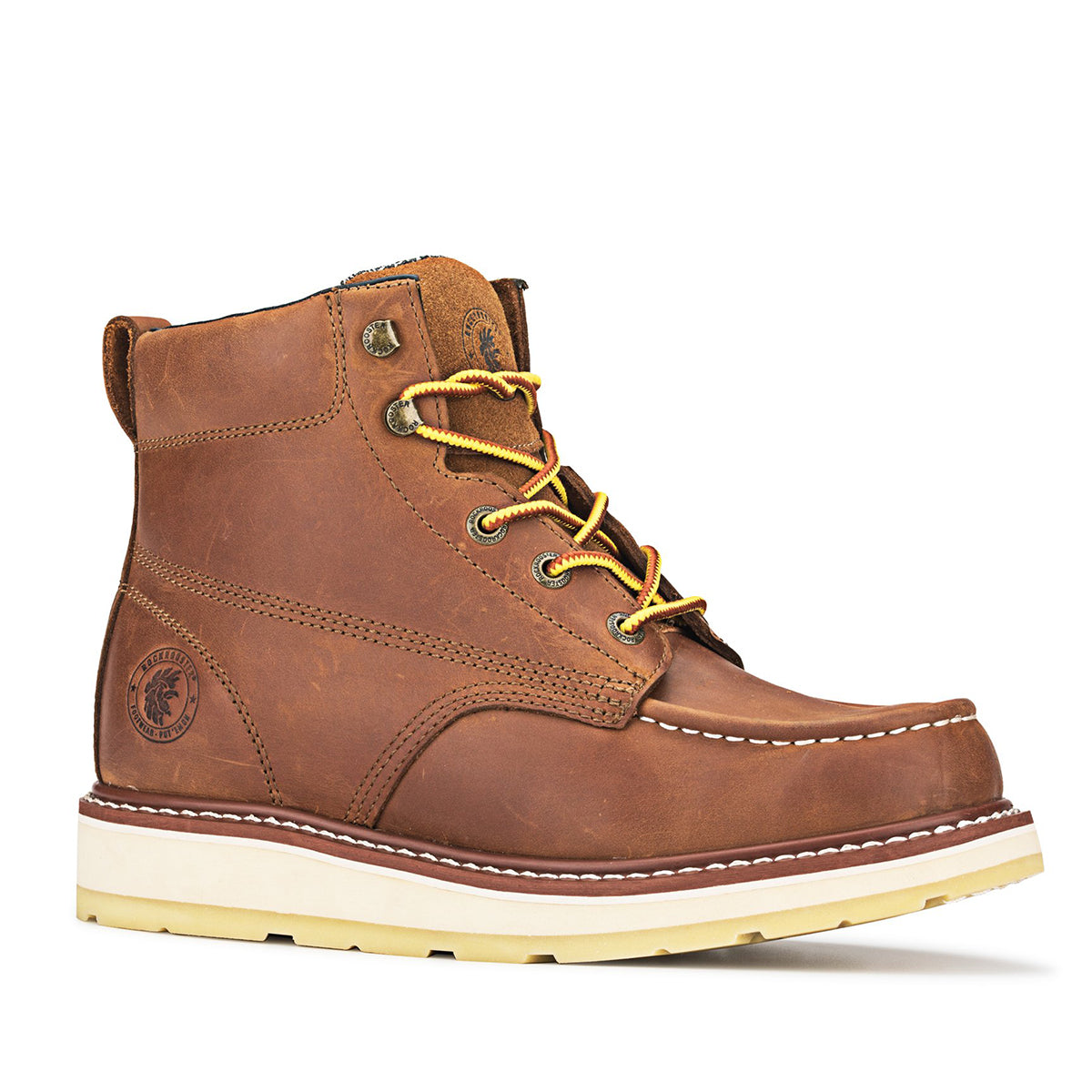 Men's Rockrooster Edgewood Men's 6 inch Brown Soft Toe Wedge Work Boots