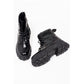 Tween's Lace Up Chunky Patent Ankle Boots in Black