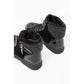 Girl's Black Lace Up Borg Fur Boots