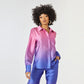 Women's Satin Casual Loose Gradient Blouse 2 Pcs Set