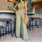 Women's Hollow Out Open Waist Wide Legs Loose Long Pants Jumpsuit