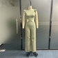 Women's Hollow Out Open Waist Wide Legs Loose Long Pants Jumpsuit