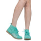 SOBEYO Women's Booties Embroidered Flower Lace Up Oxford Green