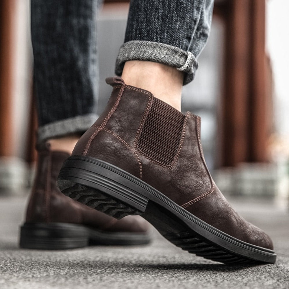 Mens Vegan Leather Angle Boots
