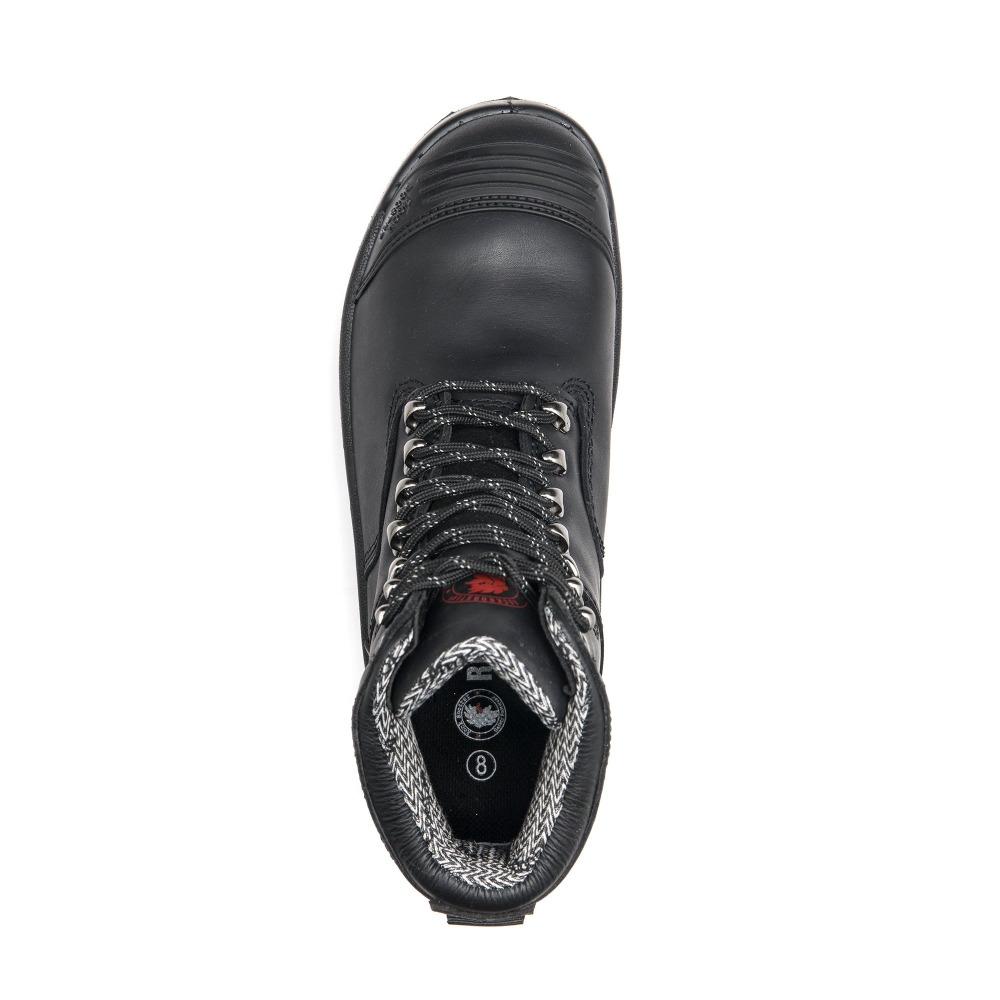 Men's Rockrooster Kensington Black 7 inch Zip-sided Steel Toe Leather Work