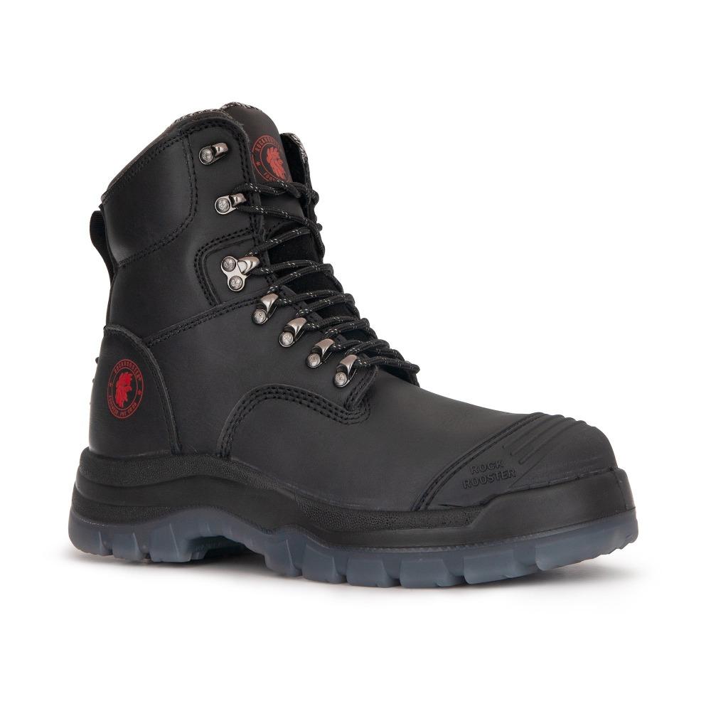 Men's Rockrooster Kensington Black 7 inch Zip-sided Steel Toe Leather Work