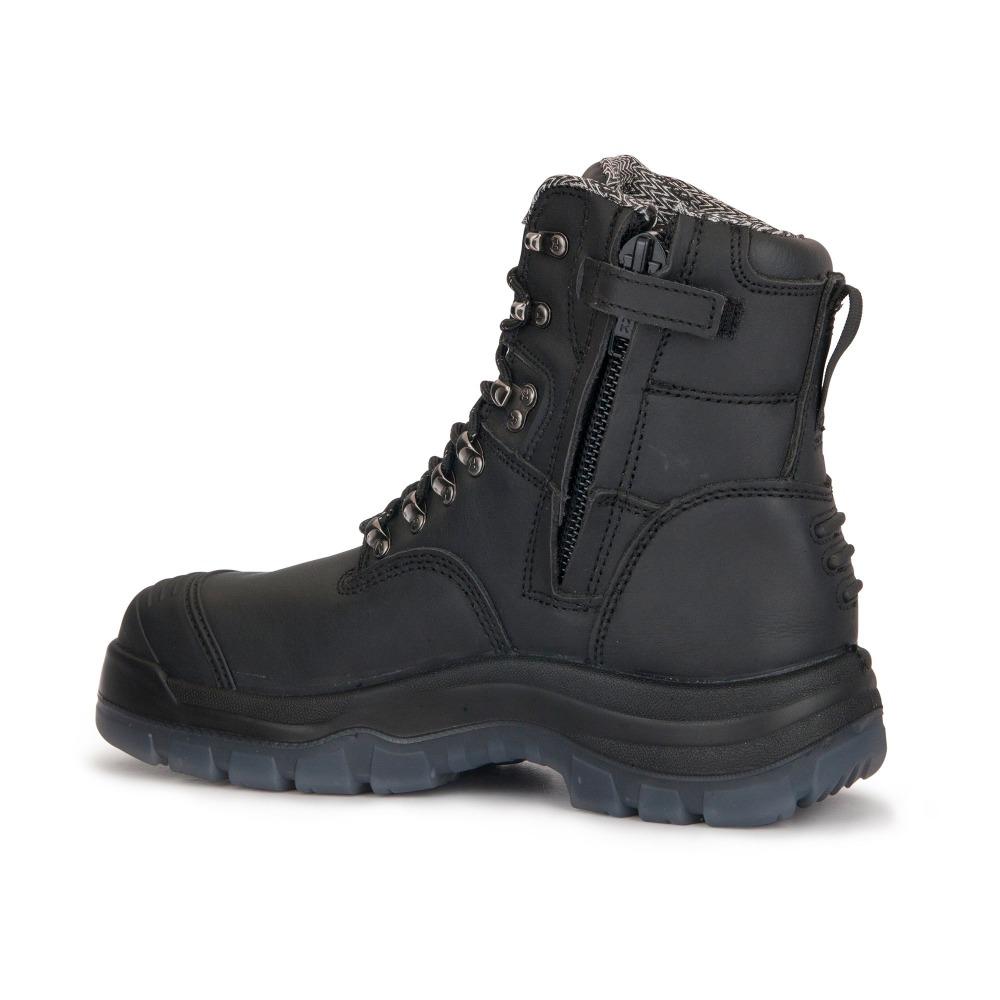 Men's Rockrooster Kensington Black 7 inch Zip-sided Steel Toe Leather Work