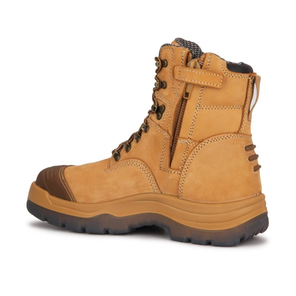 Men's Rockrooster Kimberly Tan 7 inch Zip-sided Steel Toe Leather Work Boots