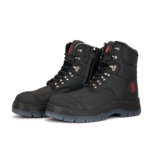 Men's Rockrooster Kensington Black 7 inch Zip-sided Steel Toe Leather Work