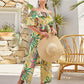 Women's High Waist Lace-up Summer Chiffon Jumpsuit