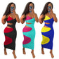 Women's Sexy Cut Out Sleeveless Strap V-neck Stretchy Bodycon Dress