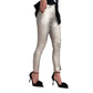 Women's Casual Metallic Silver & Gold Skinny Pocket Pants