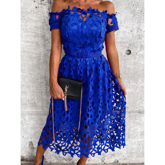 Women's Sexy Off-Shoulder Lace Loose Fit Dress
