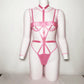 Sexy Lingerie Pink Fishnet Dew Charming Cute Girl Jumpsuit Two Piece