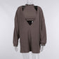 Women's Knitted 2 Pieces V-Neck Long Sleeve Set