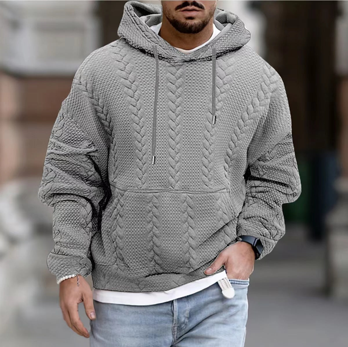 Men's Plus Size Casual Pullover Hood Sweater
