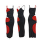 Women's Sexy Cut Out Sleeveless Strap V-neck Stretchy Bodycon Dress