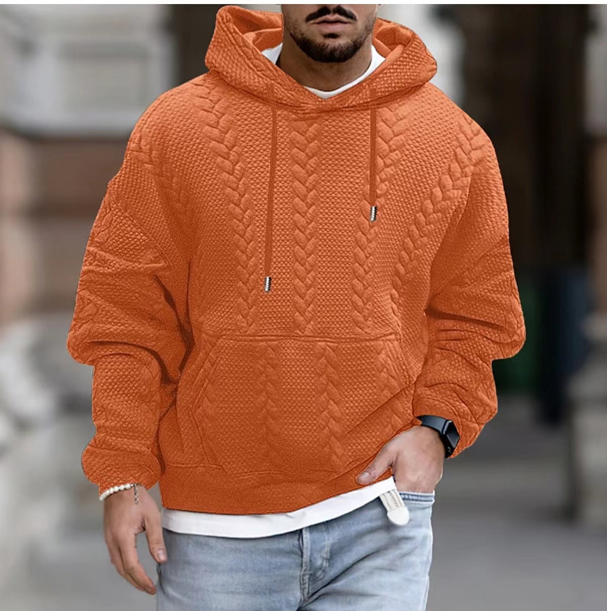 Men's Plus Size Casual Pullover Hood Sweater