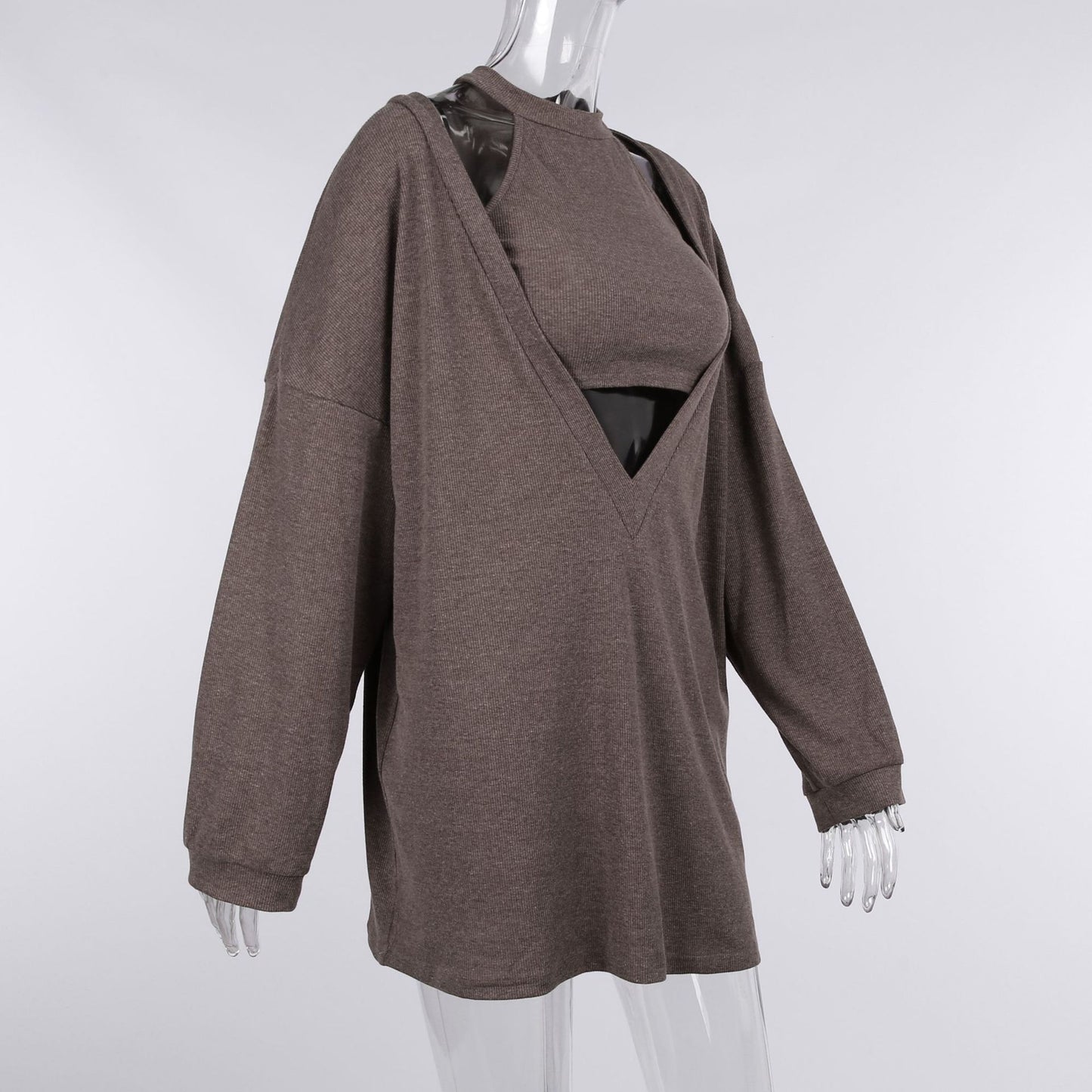 Women's Knitted 2 Pieces V-Neck Long Sleeve Set
