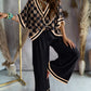Women's Printed Batwing Sleeve Casual Top and Wide Leg Pants Set
