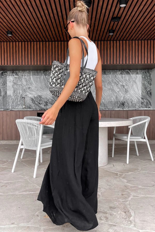 Women's Casual Elastic Waist Wide-Leg Pants